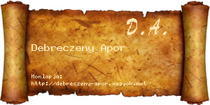 Debreczeny Apor névjegykártya