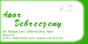 apor debreczeny business card